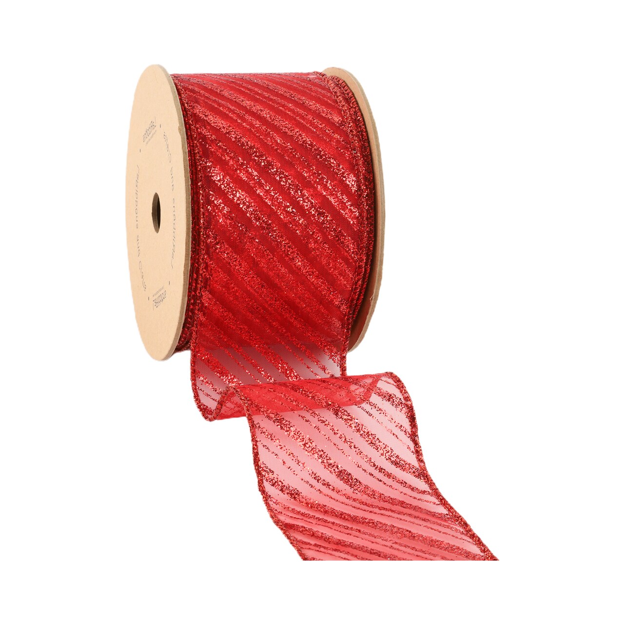 LaRibbons 2 1/2" Wired Ribbon Red Stripe on Red Sheer, 10 Yard Roll